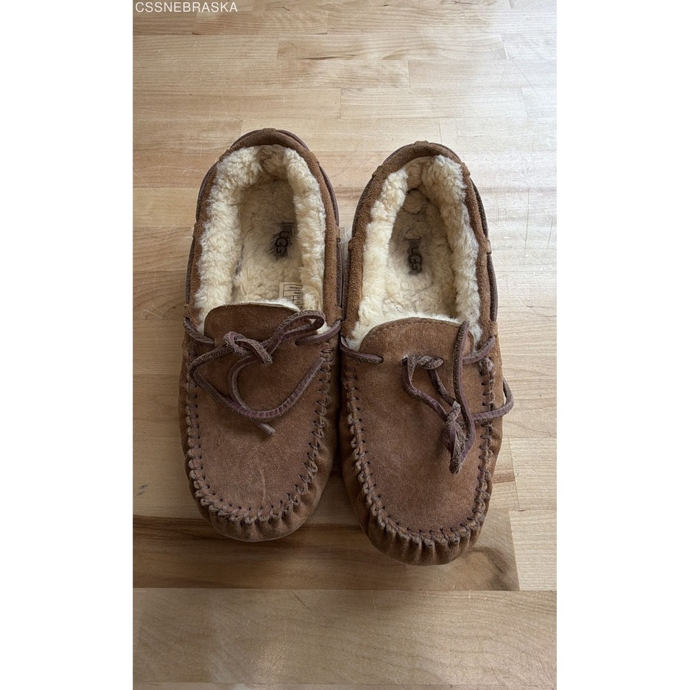 UGG Brown Dakota Womens Moccasin Slippers Chestnut Suede Wool Shoes 5612 Size 8